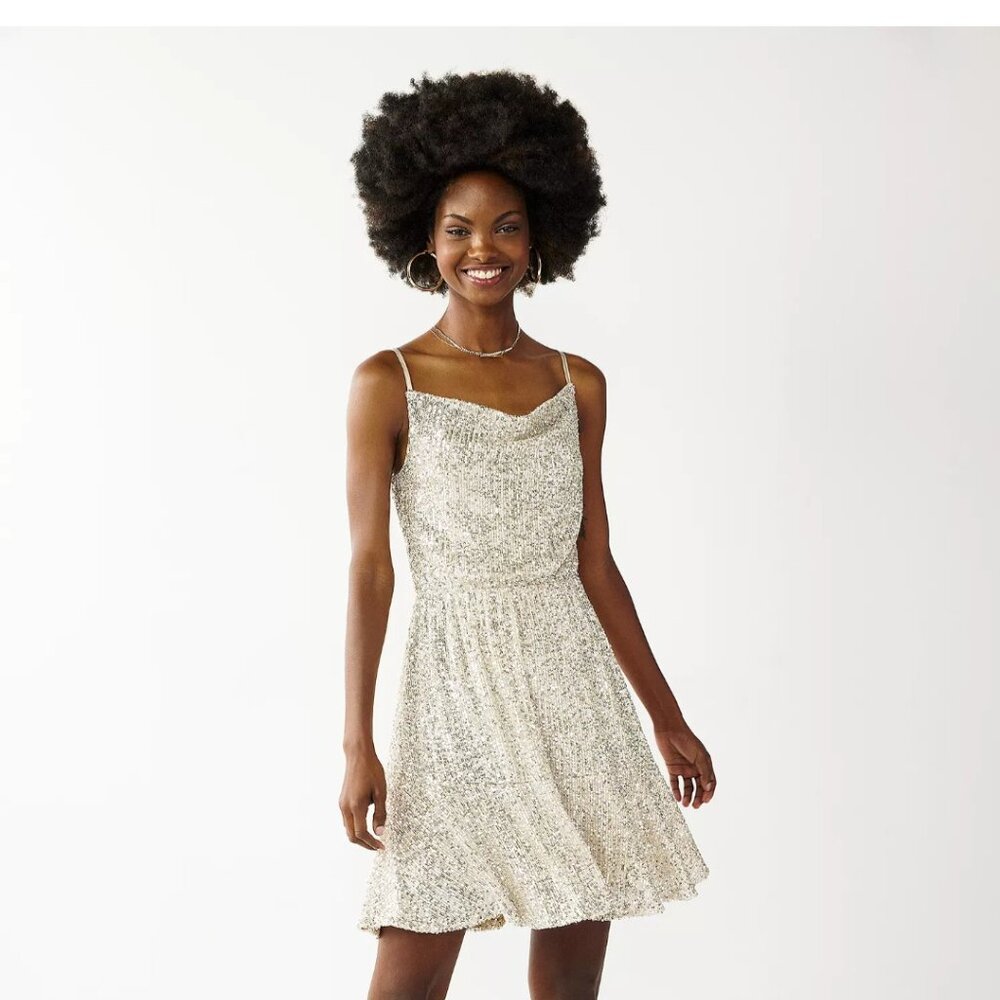 Sparkly! Silver Sequin Slip Dress, Disco Inspired, Size M!
